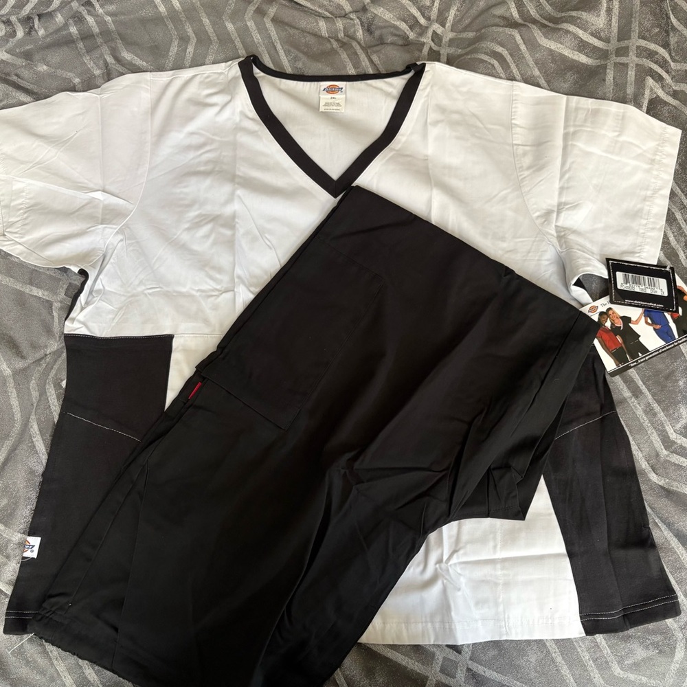 White and Black Scrub Set